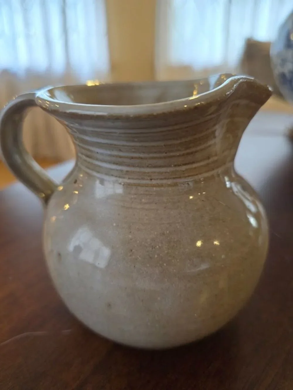 VTG Jugtown Ware Salt Glaze Blue Pine Seagrove, NC Pitcher - Original Stamp